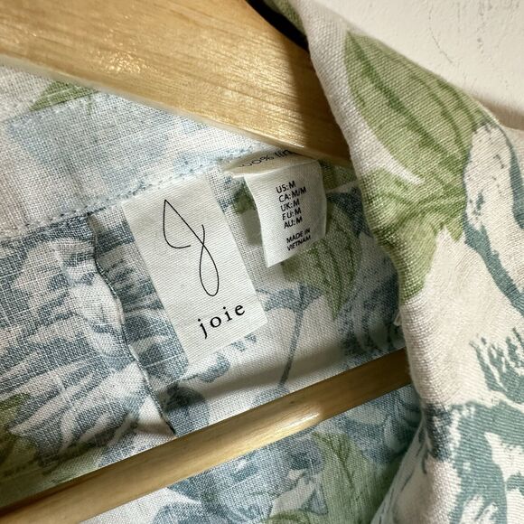 Joie Women Linen Blazer Jacket M‎ White Seafoam Green Floral GUC - Picture 5 of 9